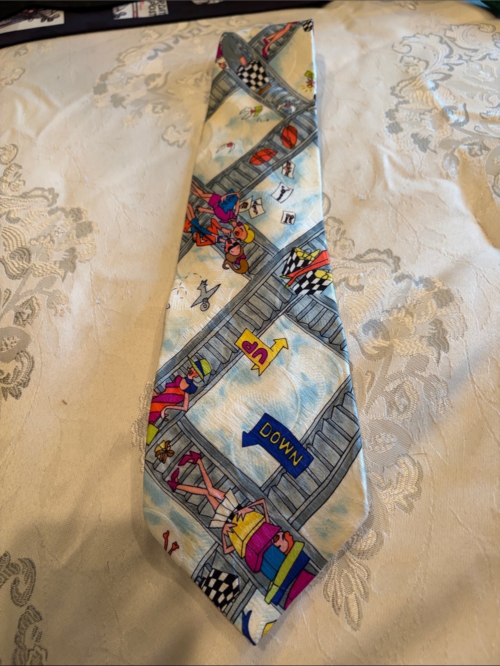 Light Blue Silky Cartoon Tie - Brand Unspecified